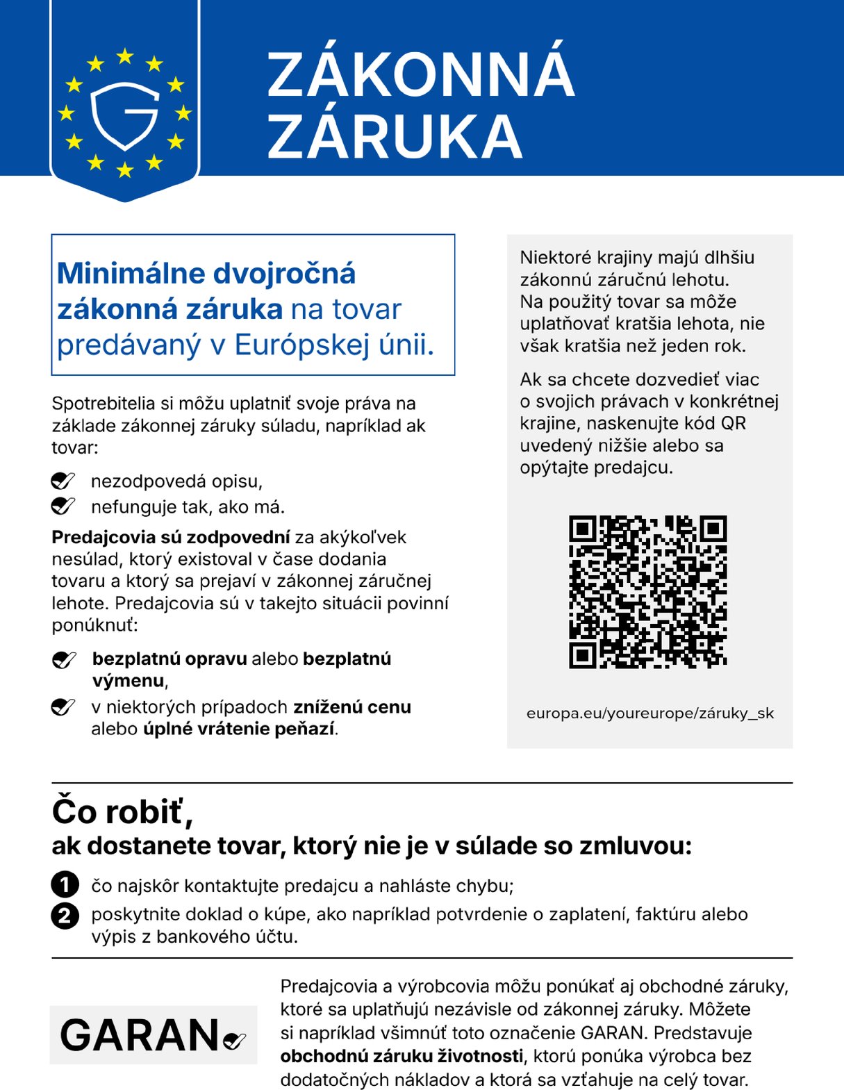 Harmonizované oznámenie o zákonnej záruke súladu (EÚ)